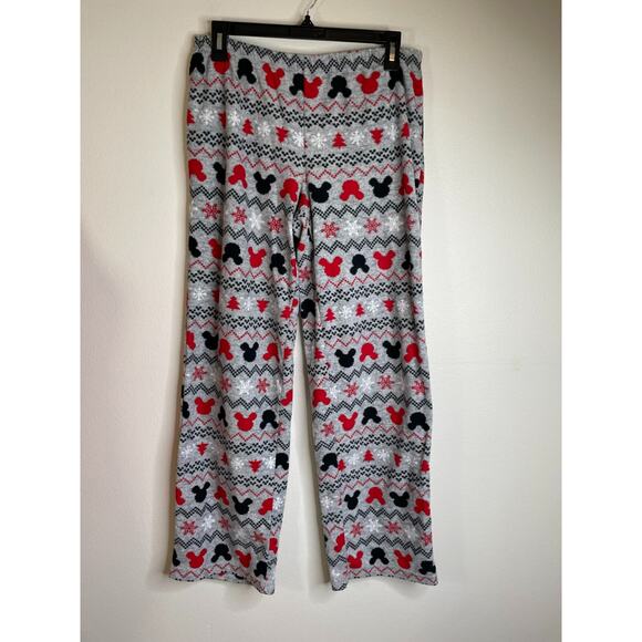 Disney Womens Minnie Mouse 2 Pc PAJAMAS Size Small Fleece Pants RED Gray - Picture 4 of 11